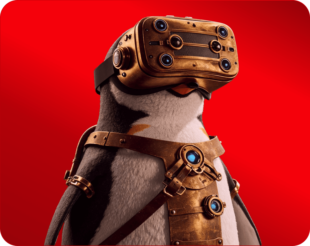 Penguin with VR headset